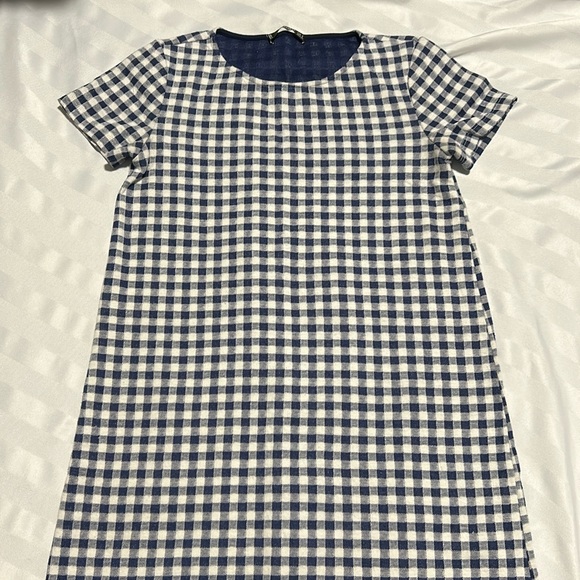 Mango white and navy blue checkered dress - Picture 2 of 5